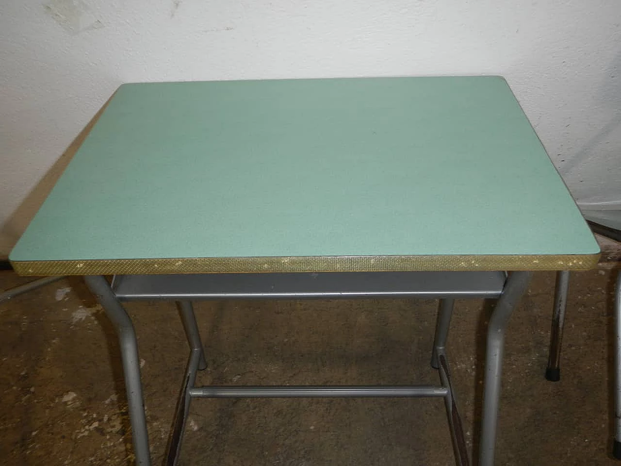 Formica and metal school desk with chair, 1970s 3