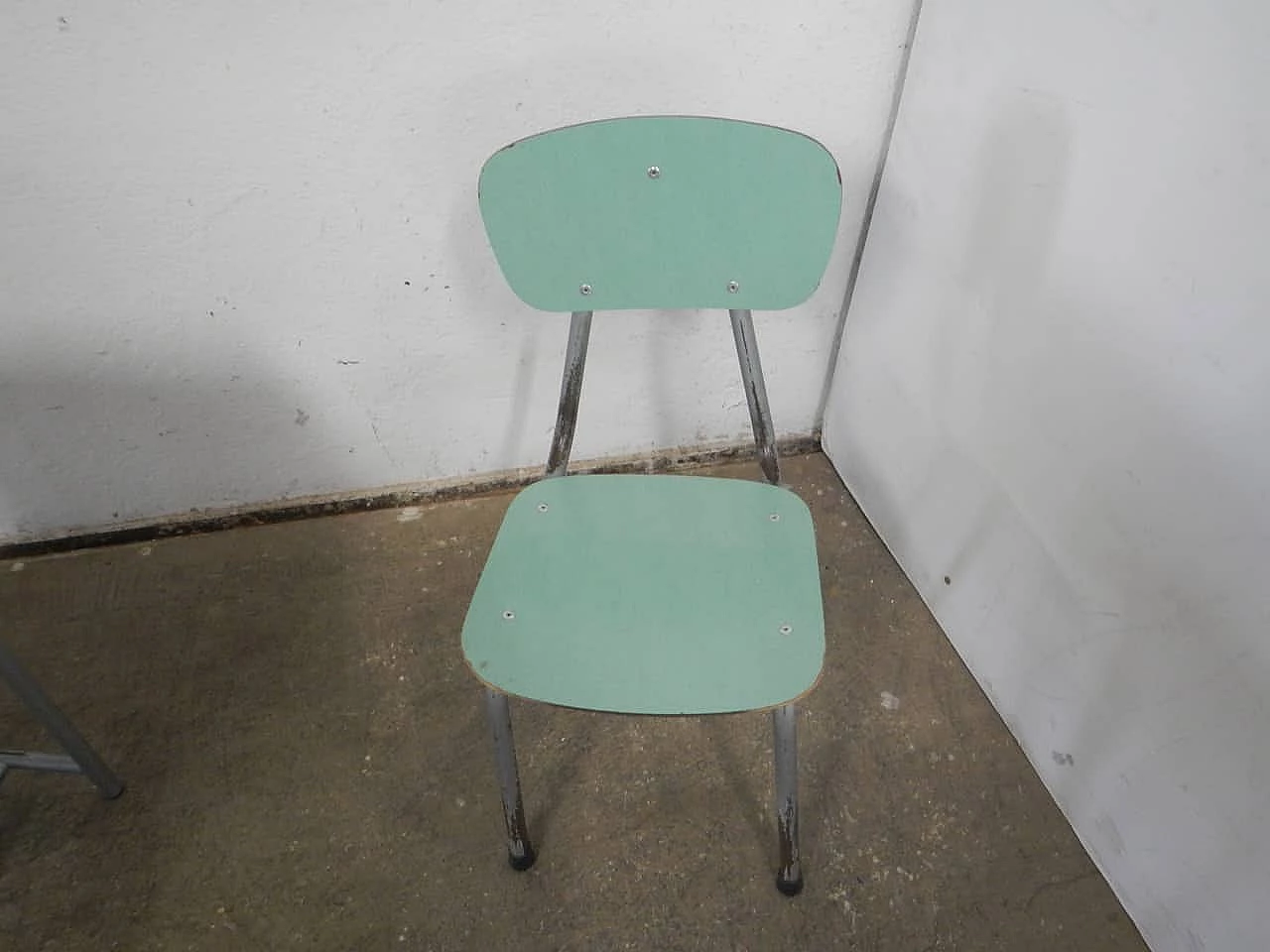 Formica and metal school desk with chair, 1970s 5