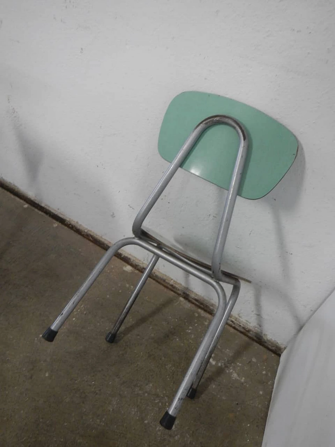 Formica and metal school desk with chair, 1970s 6