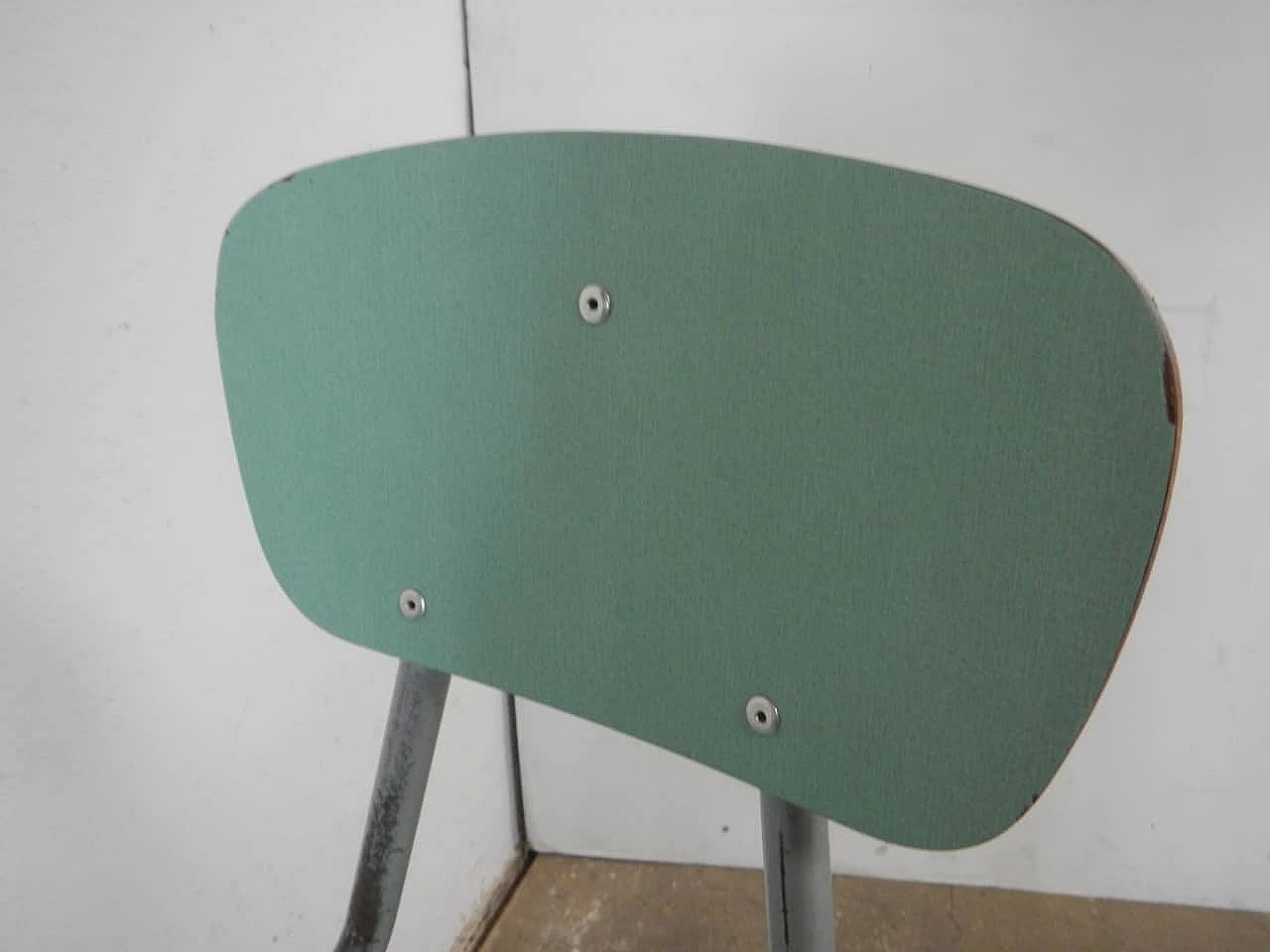 Formica and metal school desk with chair, 1970s 7