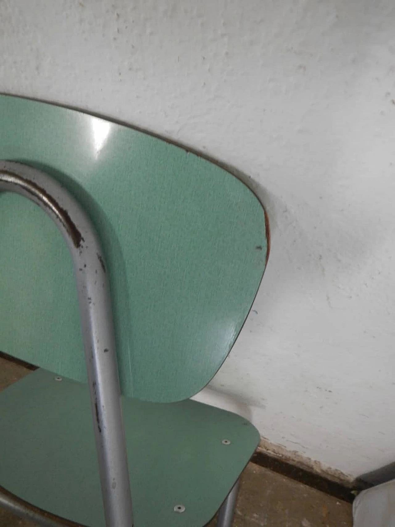 Formica and metal school desk with chair, 1970s 9