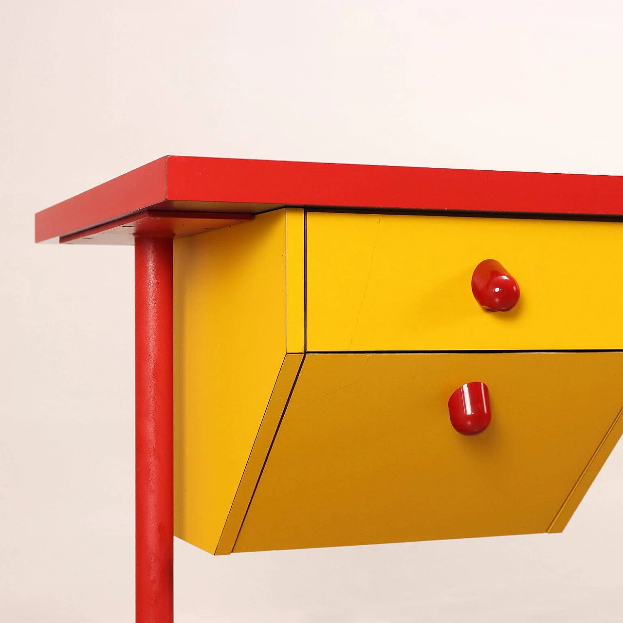 Wooden desk covered in formica and enamelled metal, 1980s 4