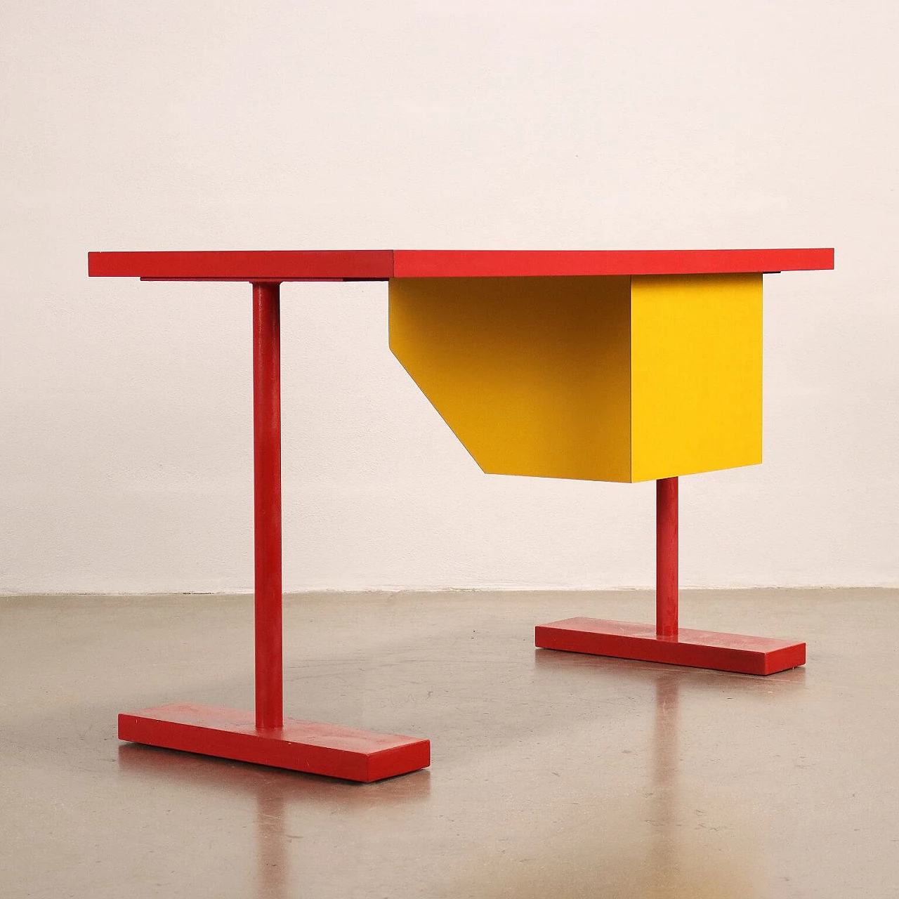 Wooden desk covered in formica and enamelled metal, 1980s 9