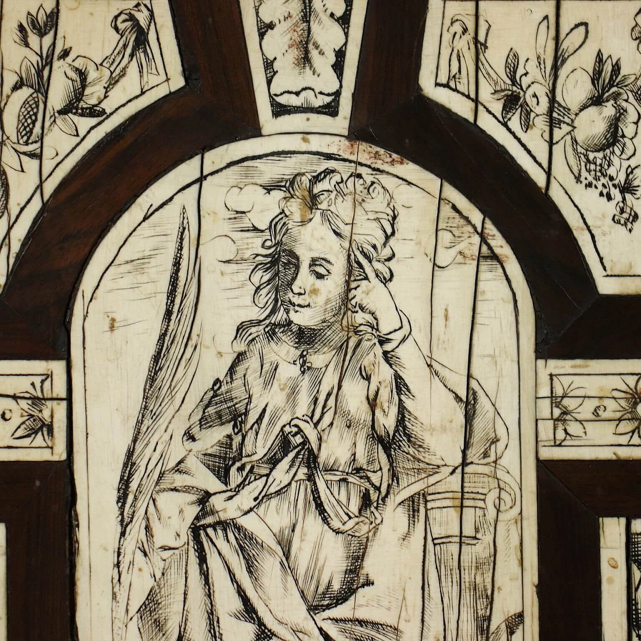 Neapolitan cabinet in ebony and ivory with allegorical figures, 17th century 6