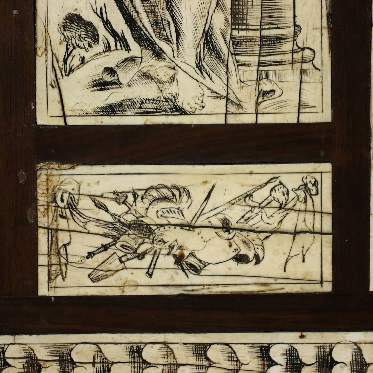 Neapolitan cabinet in ebony and ivory with allegorical figures, 17th century 8