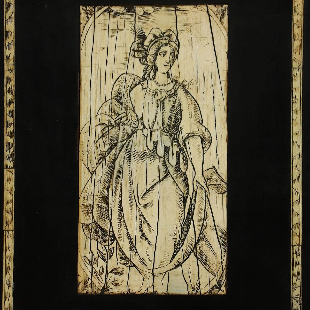 Neapolitan cabinet in ebony and ivory with allegorical figures, 17th century 9