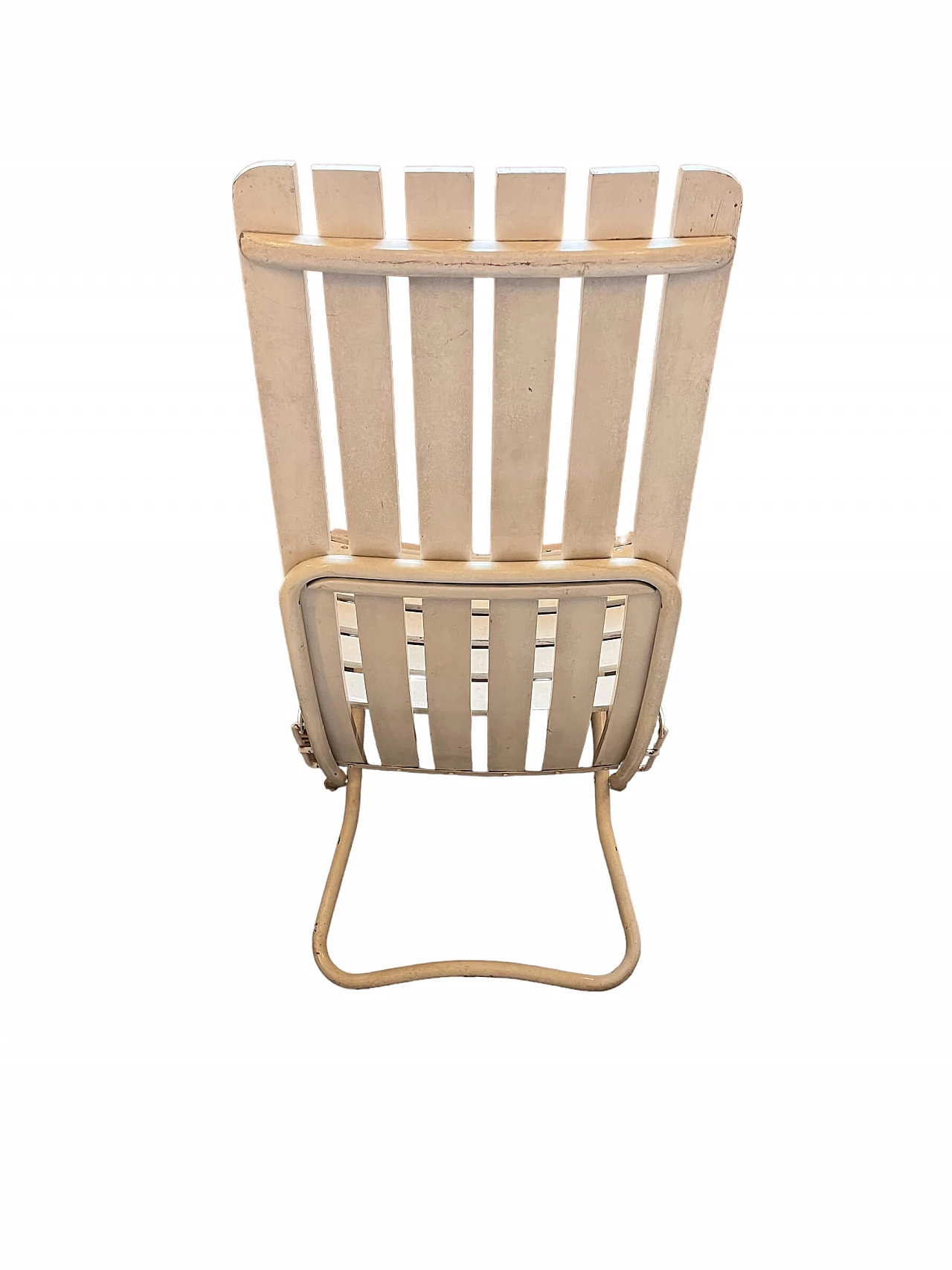 4 Sedie pieghevoli bianche in ferro e legno, anni '60 6