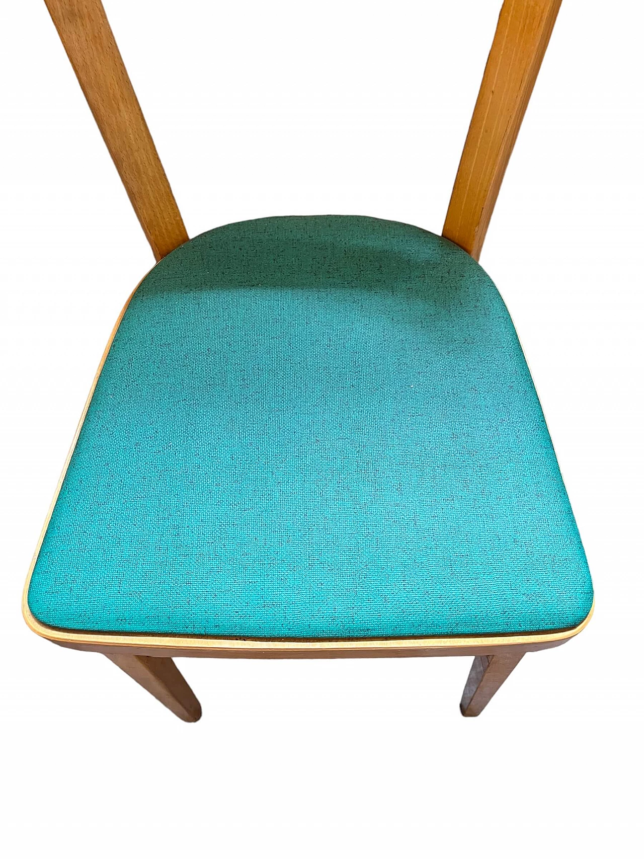6 Chairs in wood and colored skai, 1960s 7