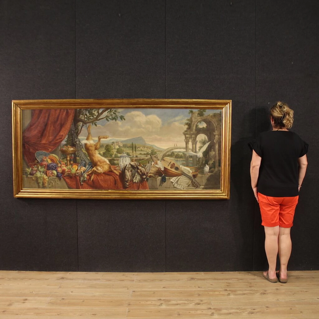 Giorgio Ceragioli, still life with landscape, oil painting on canvas 2