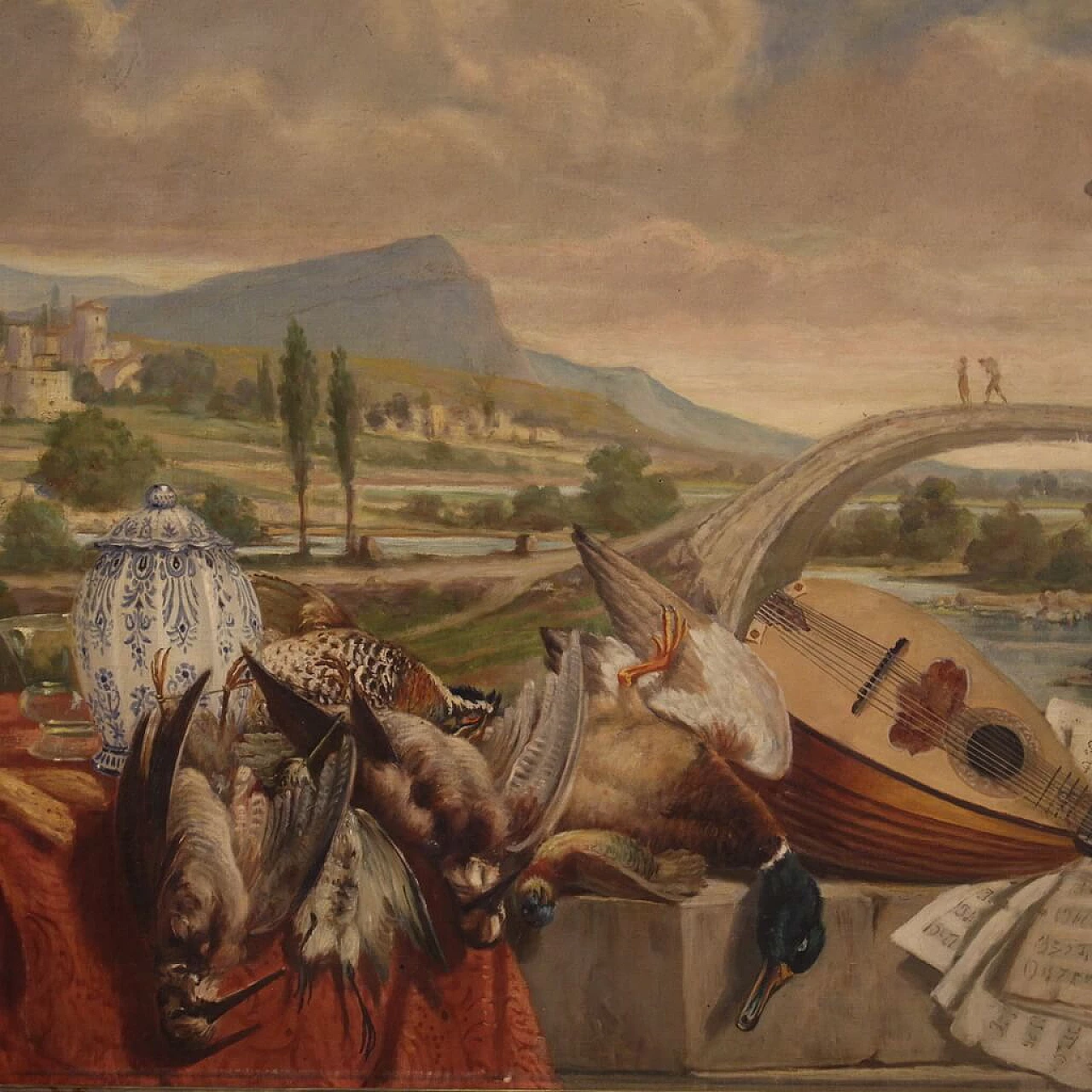 Giorgio Ceragioli, still life with landscape, oil painting on canvas 6