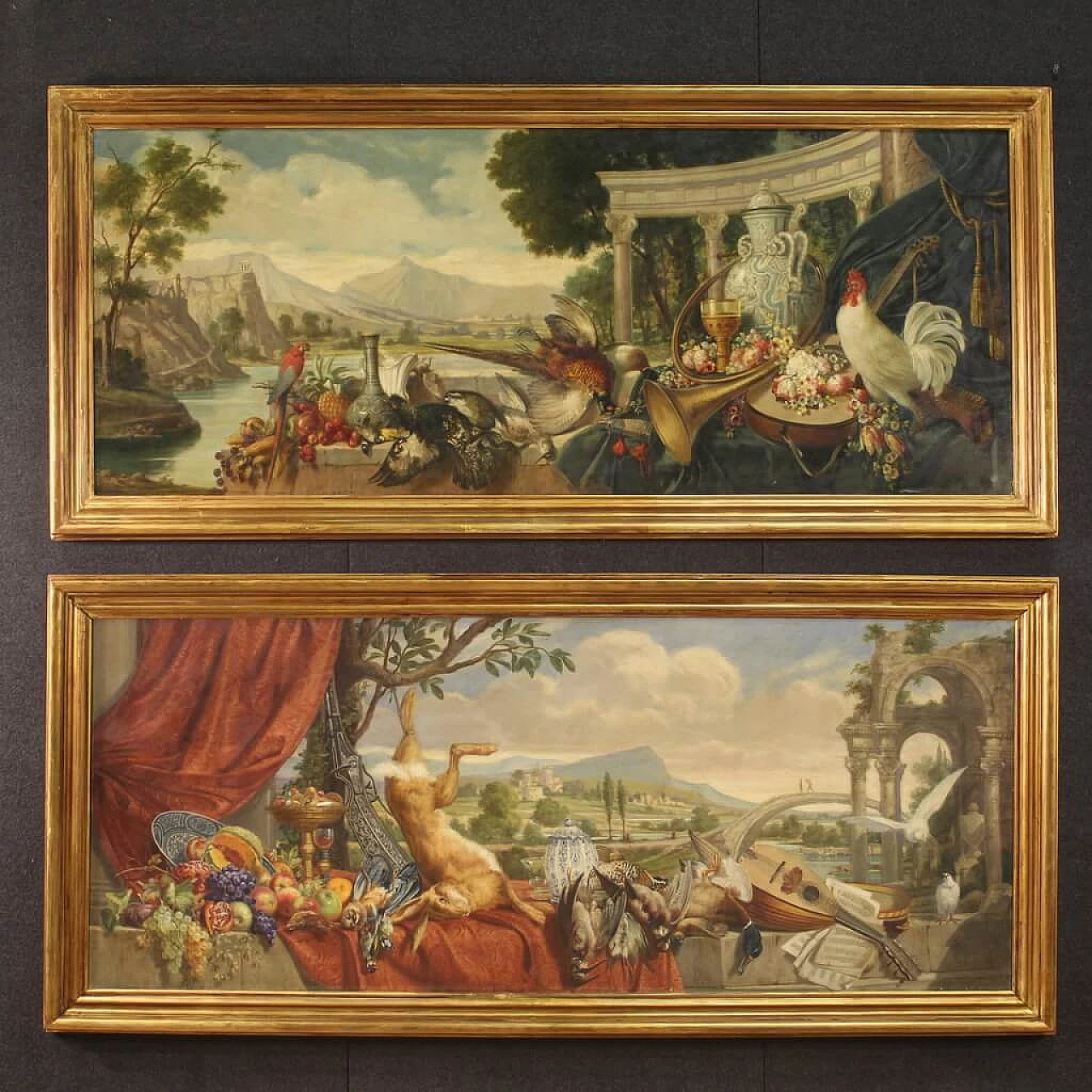 Giorgio Ceragioli, still life with landscape, oil painting on canvas 9