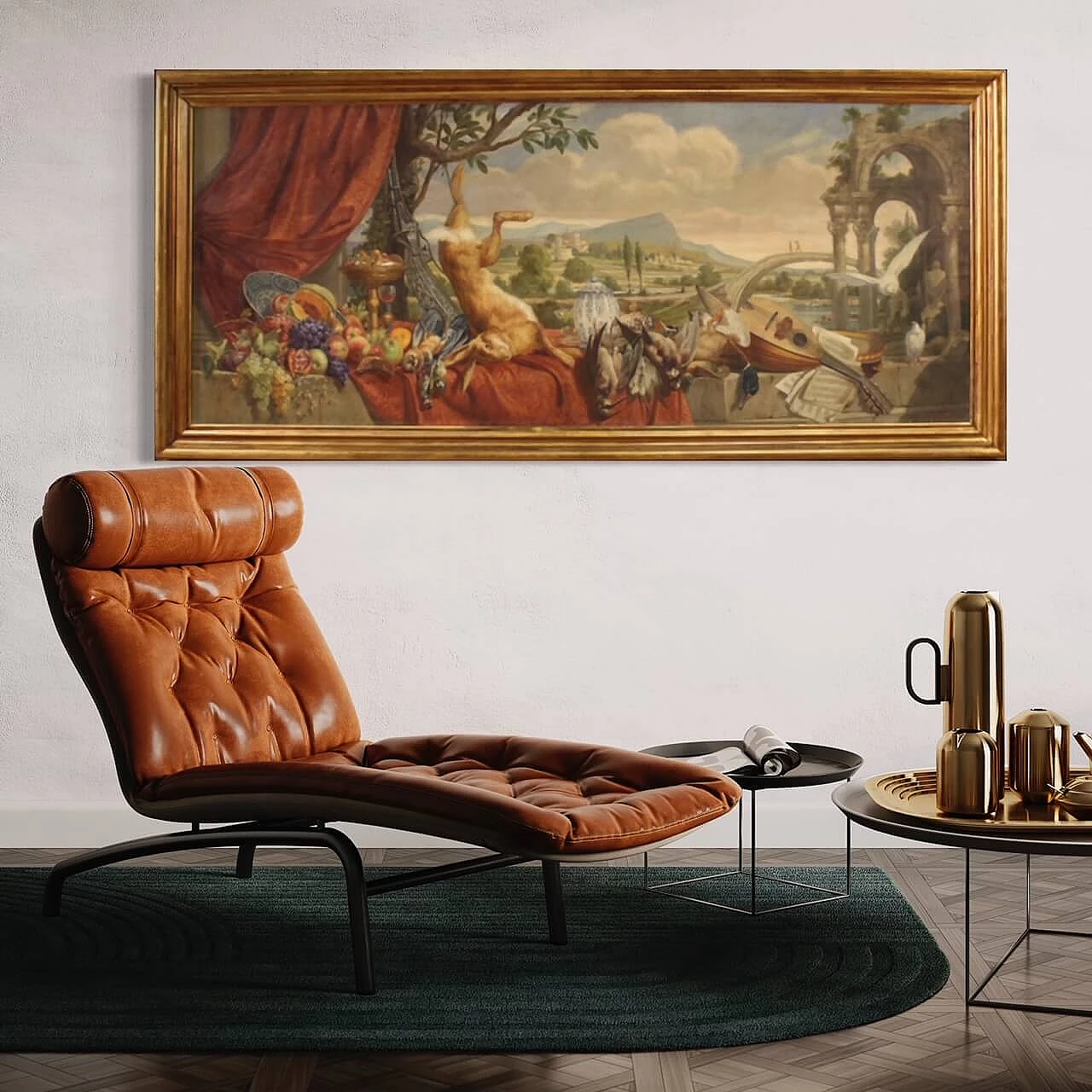 Giorgio Ceragioli, still life with landscape, oil painting on canvas 12