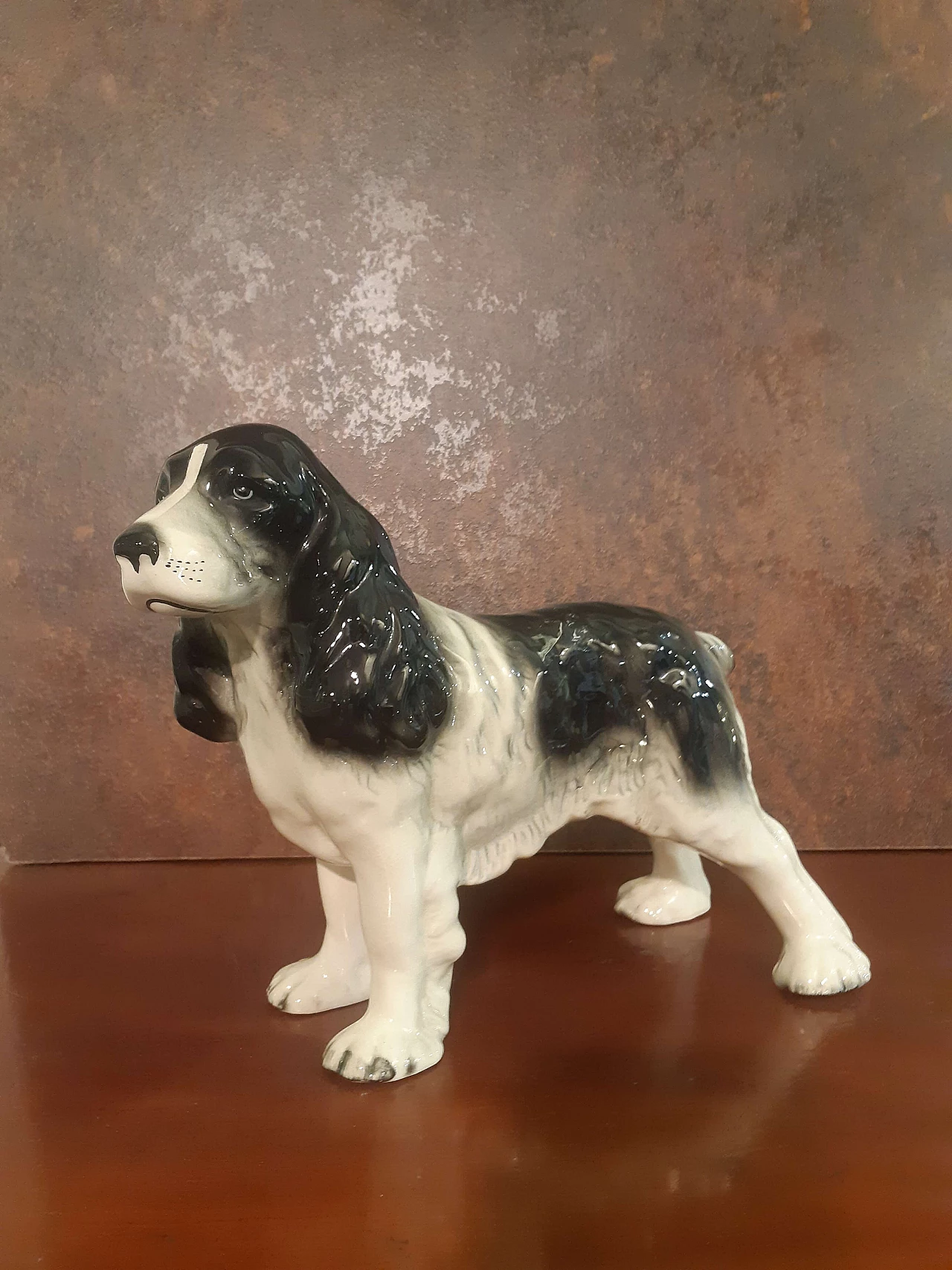 Scultura inglese di cocker spaniel in porcellana 1
