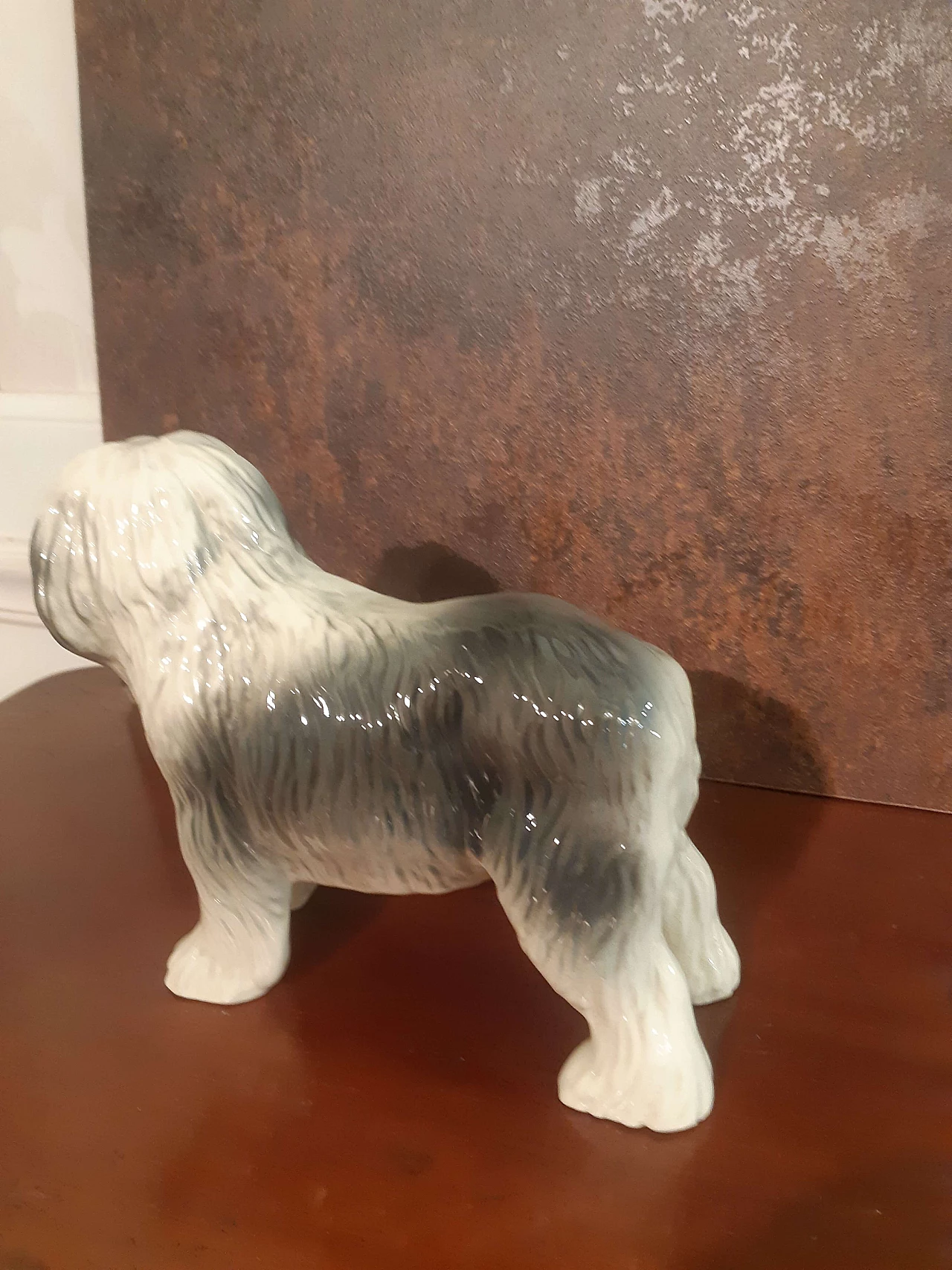 Statuina di cane Bobtail in porcellana, anni '40 2