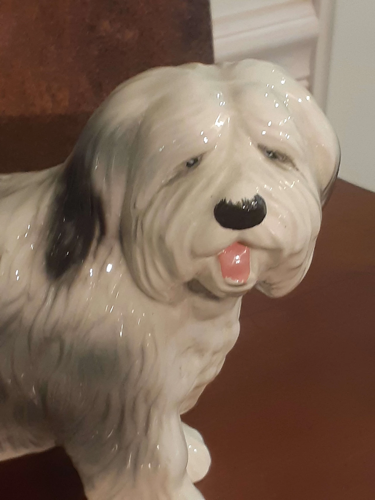 Statuina di cane Bobtail in porcellana, anni '40 3