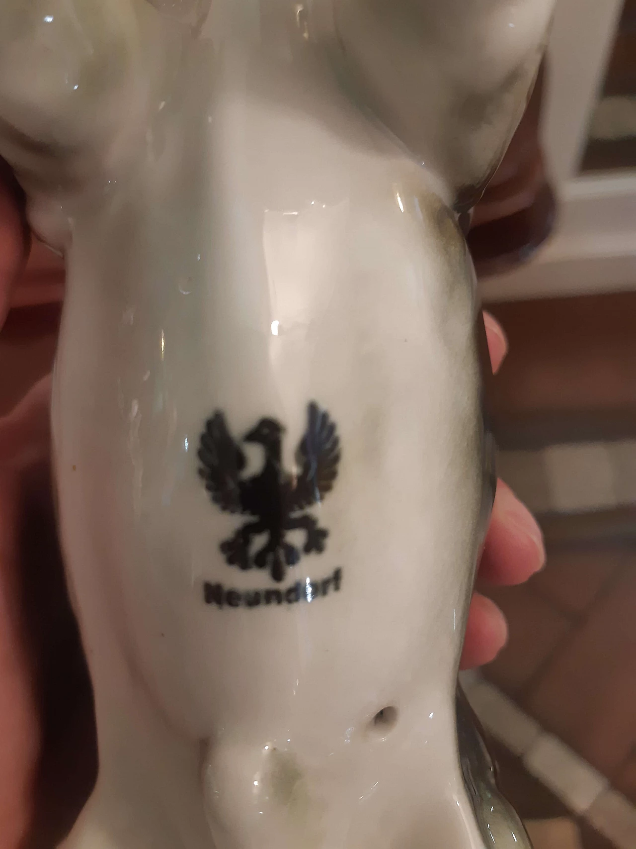 Basset Hound dog figurine in Neundorf porcelain, 1940s 4