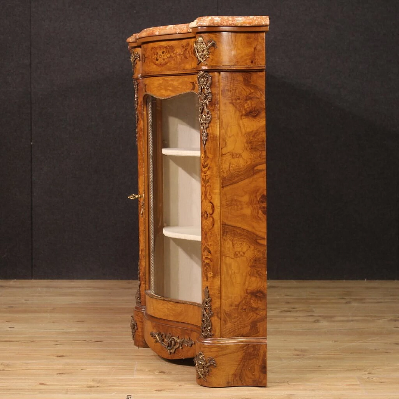 Walnut, olive and ebony inlaid sideboard in Napoleon III style, 1960s 8