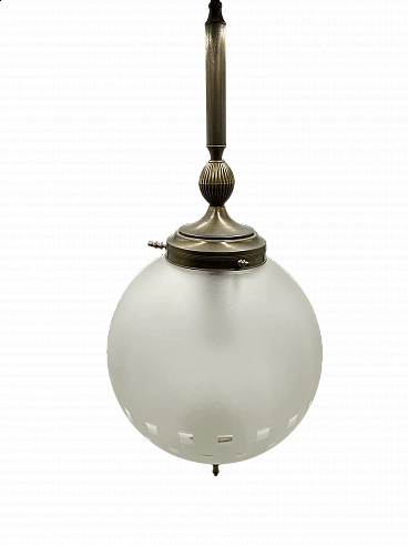 Etched and frosted glass and brass hanging lamp, 1920s