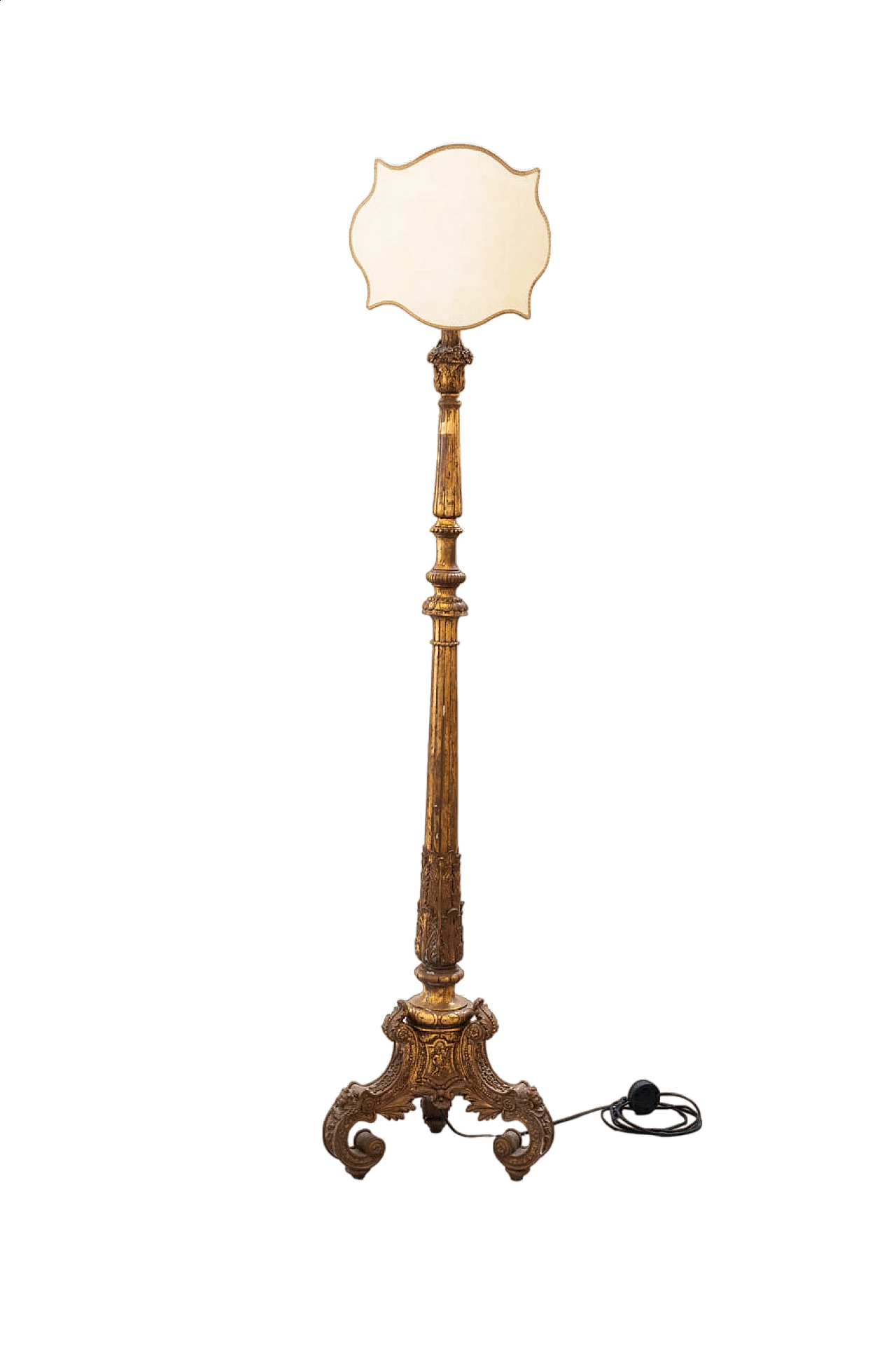 Lampada da terra stile veneziano in plastica, legno e tessuto, anni '60 11