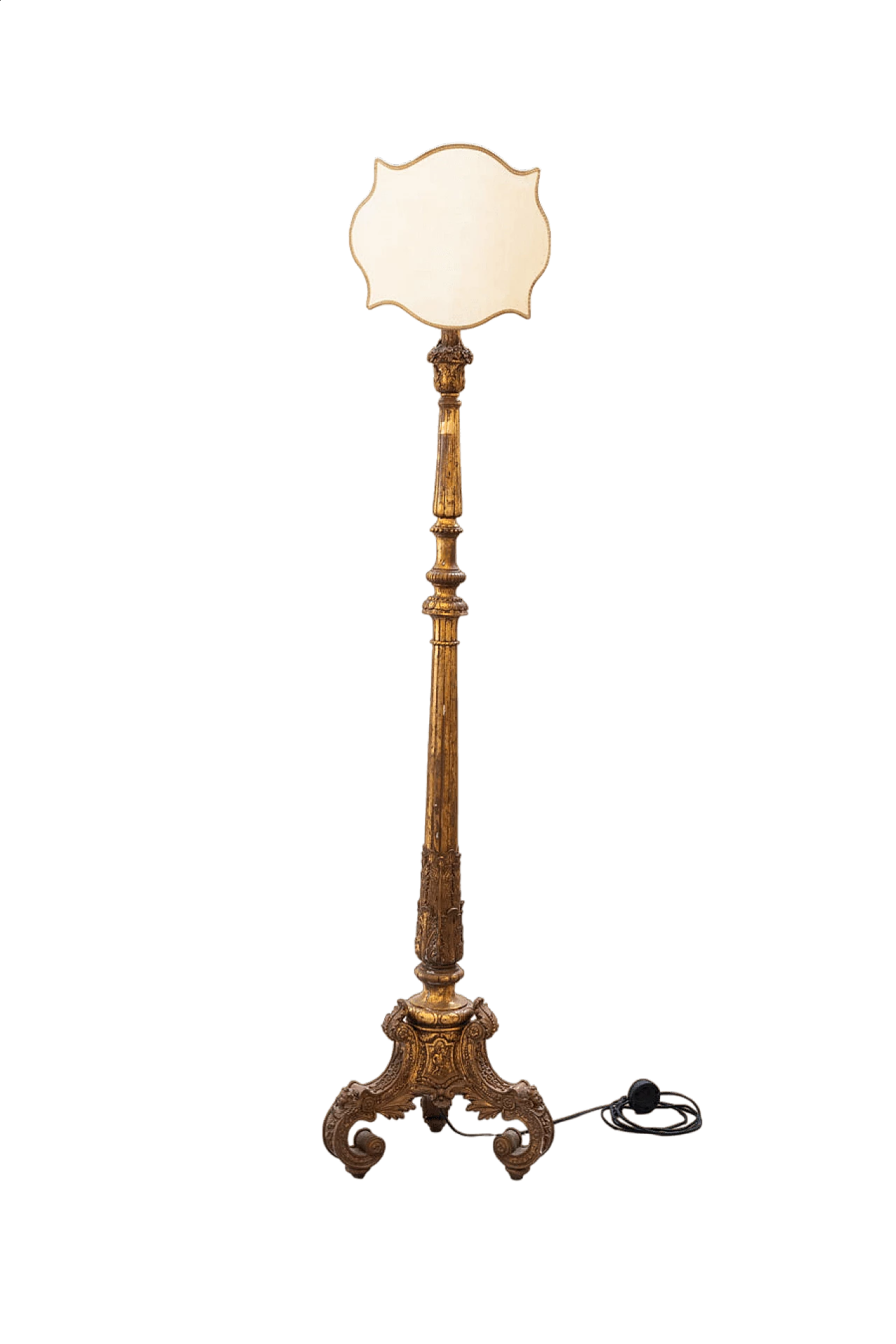 Venetian style plastic, wood and fabric floor lamp, 1960s 11