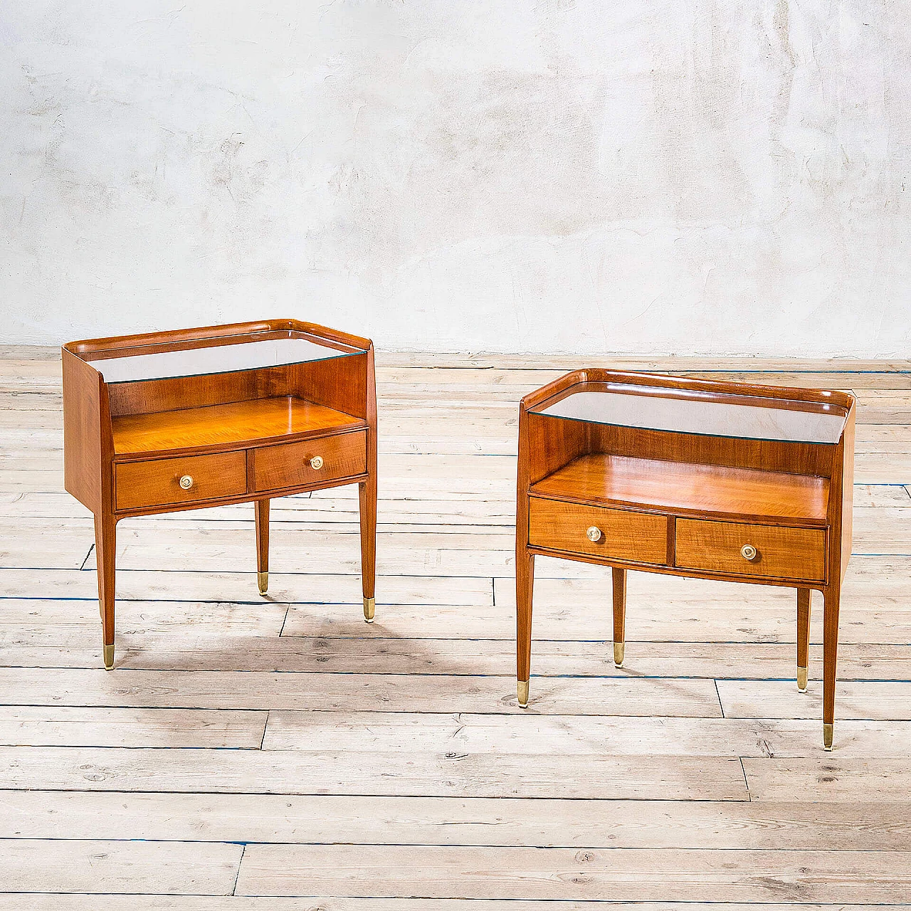Pair of wooden bedside tables by Paolo Buffa for Serafino Arrighi, 1950s 1