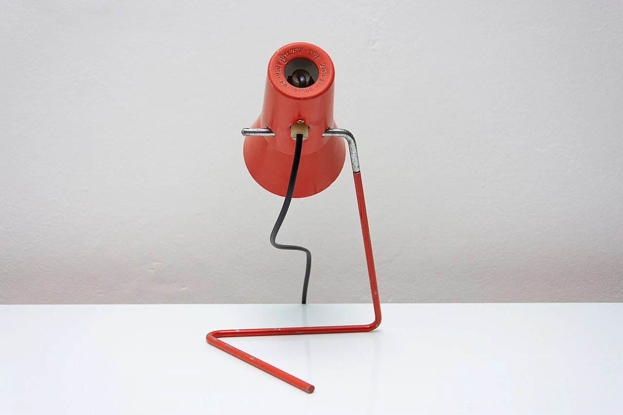 Pair of red metal table lamps by Josef Hurka for Napako, 1960s 11