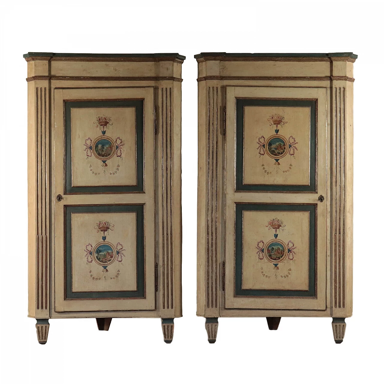Pair of neoclassical palace angular cabinets, 18th century 1