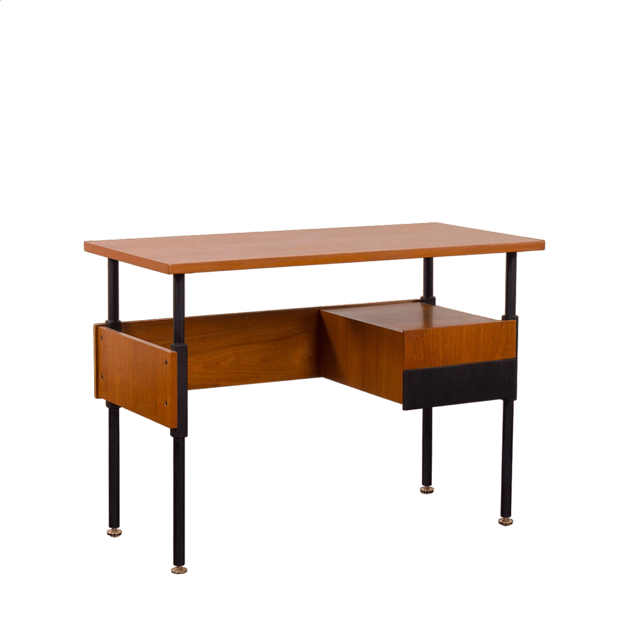 Scrivania in teak e metallo verniciato nero, anni '70 22