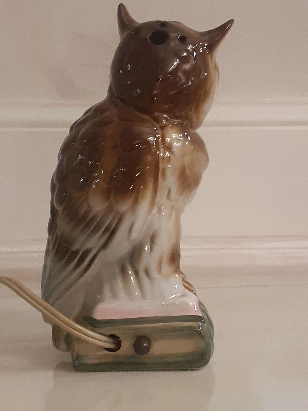 Austrian porcelain owl sculpture with perfume diffuser and light 2