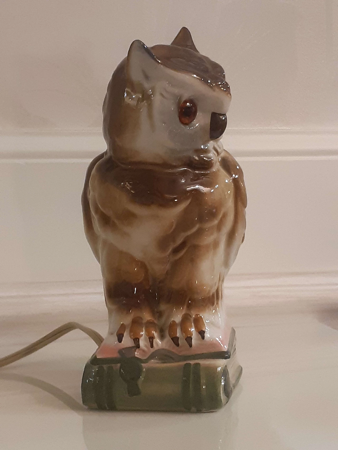 Austrian porcelain owl sculpture with perfume diffuser and light 3