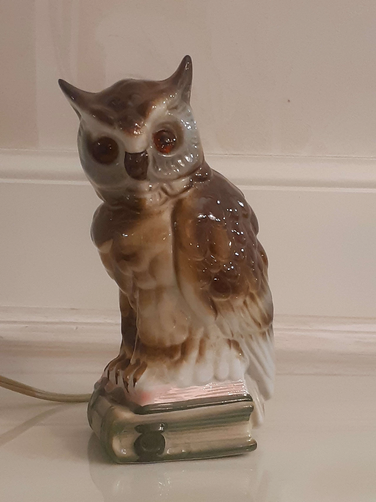 Austrian porcelain owl sculpture with perfume diffuser and light 4