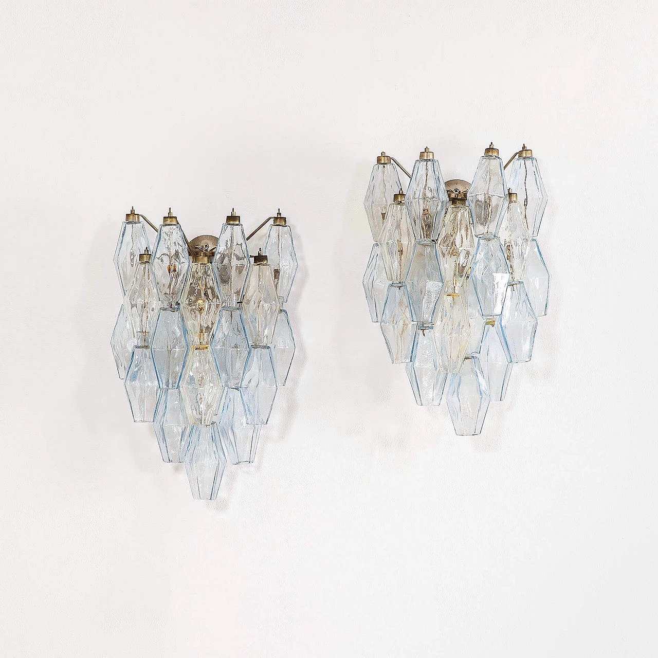 Coppia di applique Poliedri in vetro di Murano di Venini, anni '60 2