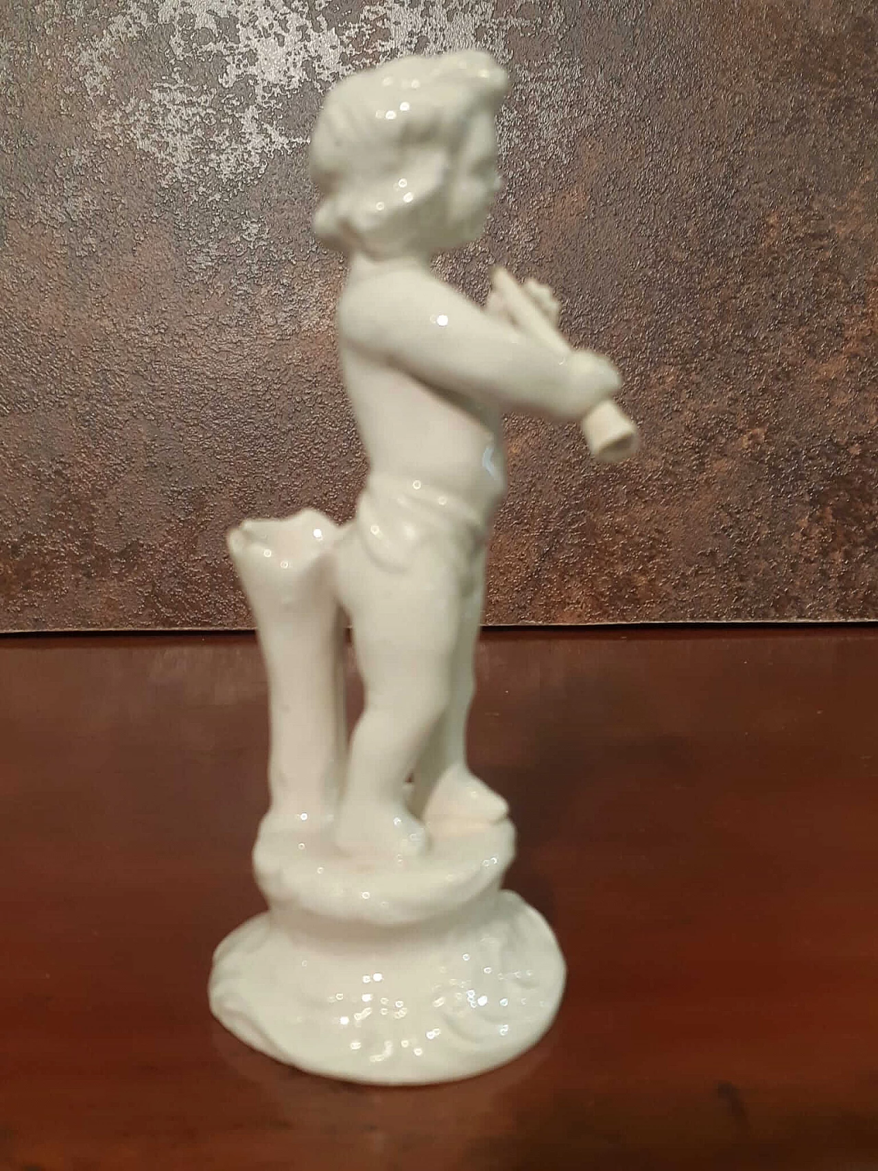 White porcelain musician putto sculpture, early 20th century 2