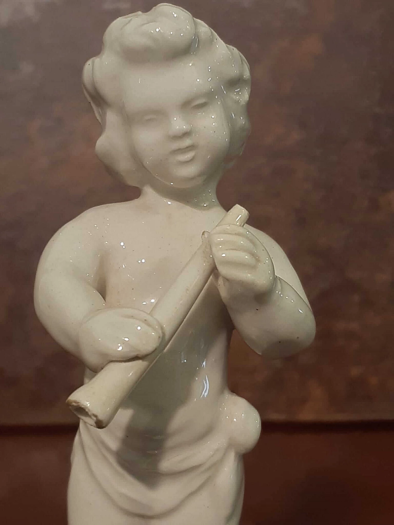 White porcelain musician putto sculpture, early 20th century 3