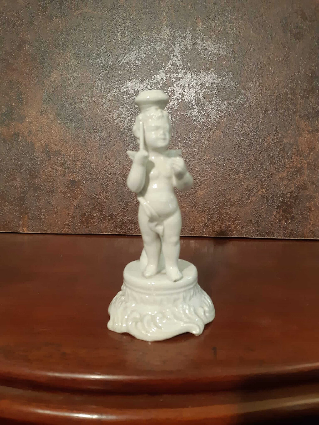 White porcelain musician putto sculpture, early 20th century 4