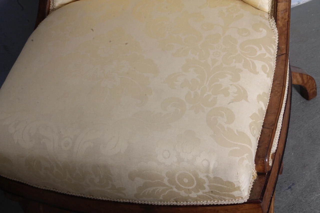 Pair of Charles X walnut and damask fabric chairs, mid-19th century 6