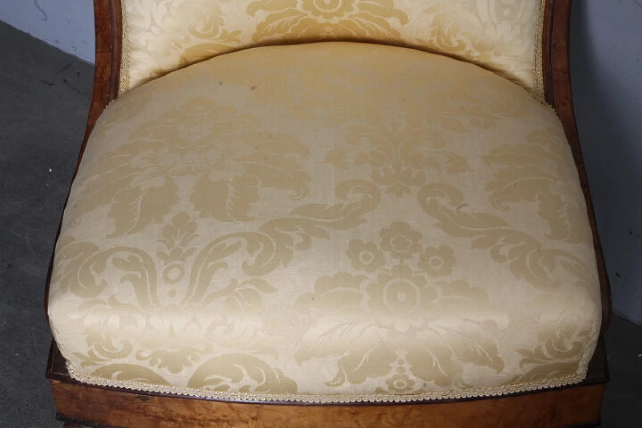 Pair of Charles X walnut and damask fabric chairs, mid-19th century 7