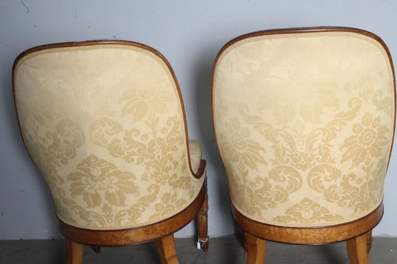 Pair of Charles X walnut and damask fabric chairs, mid-19th century 10