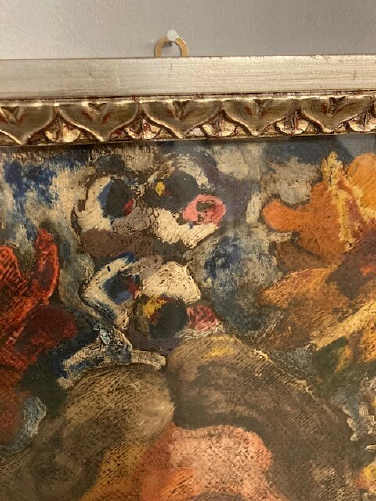 Giuseppe Serafini, volto di ragazza e fiori, dipinto a olio su cartone, anni '60 4