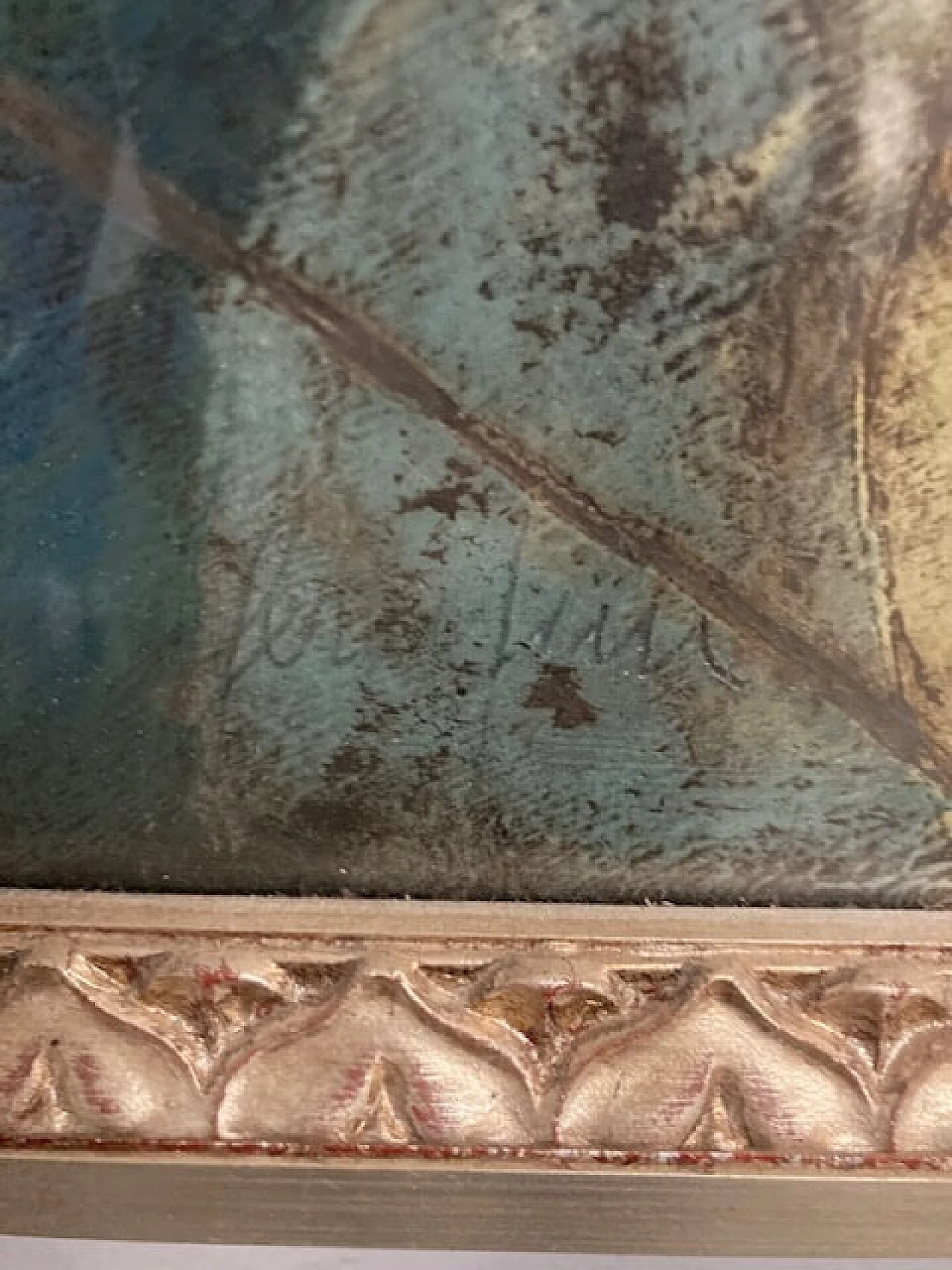 Giuseppe Serafini, volto di ragazza e fiori, dipinto a olio su cartone, anni '60 8