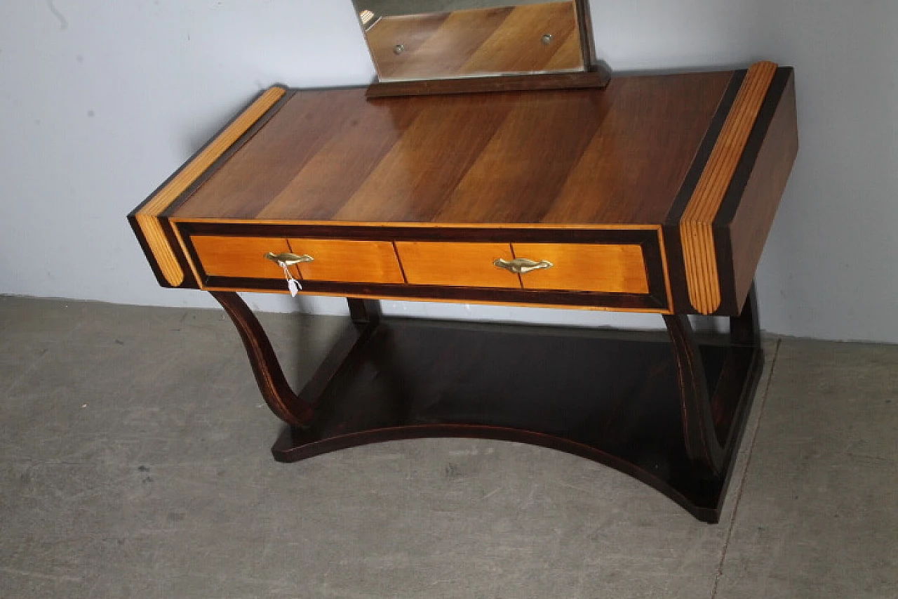 Art Deco vanity table in birch, walnut and mahogany wood, 1940s 4