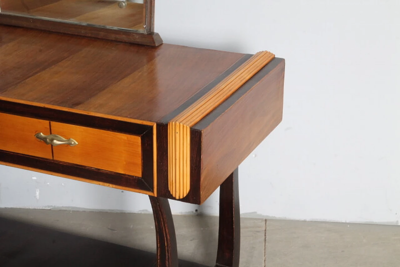Art Deco vanity table in birch, walnut and mahogany wood, 1940s 9