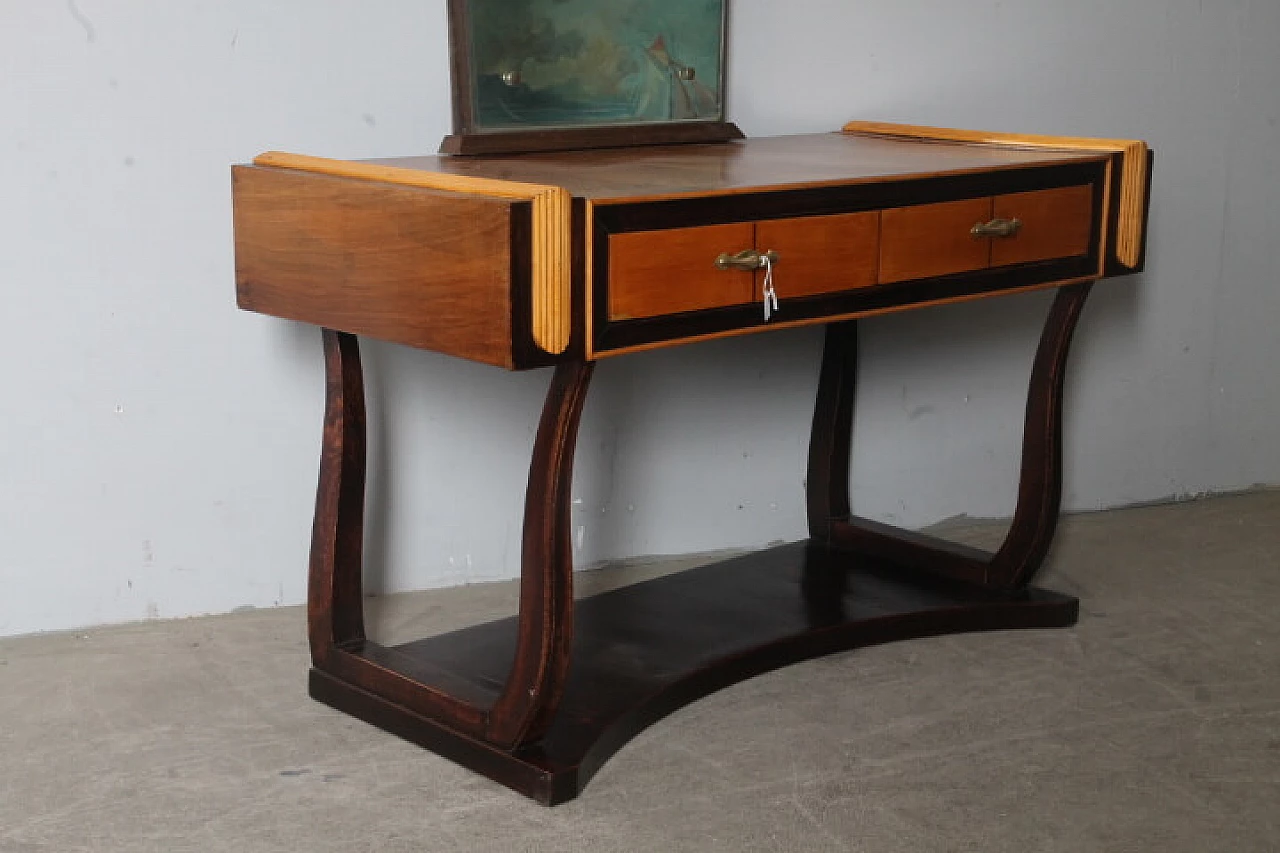 Art Deco vanity table in birch, walnut and mahogany wood, 1940s 11