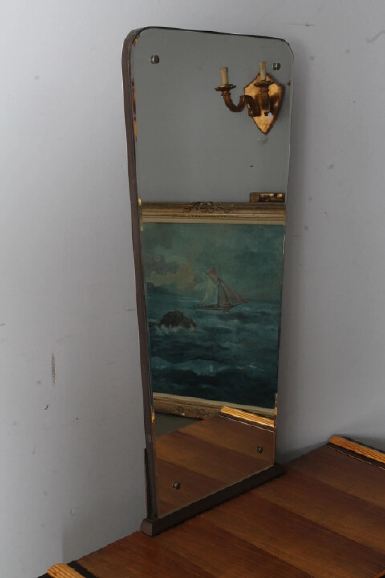 Art Deco vanity table in birch, walnut and mahogany wood, 1940s 13