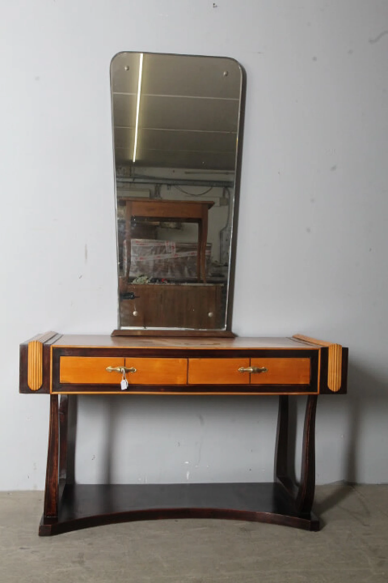 Art Deco vanity table in birch, walnut and mahogany wood, 1940s 14