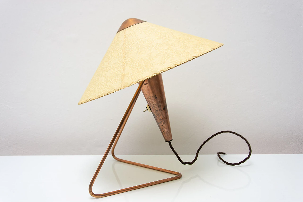 Lampada da scrivania treppiede in ottone di Helena Frantova per Okolo, anni '50 3