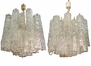 Pair of chandeliers by Toni Zuccheri for Venini, 1960s