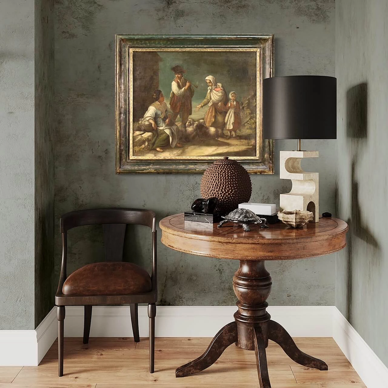 Scena popolare di genere, dipinto a olio su tela, seconda metà del '700 5