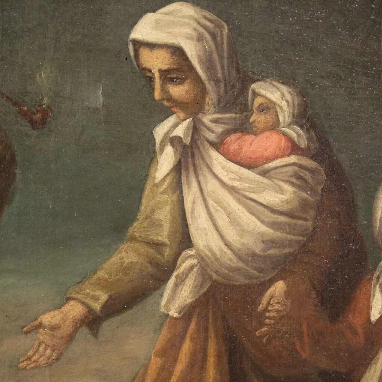 Scena popolare di genere, dipinto a olio su tela, seconda metà del '700 7