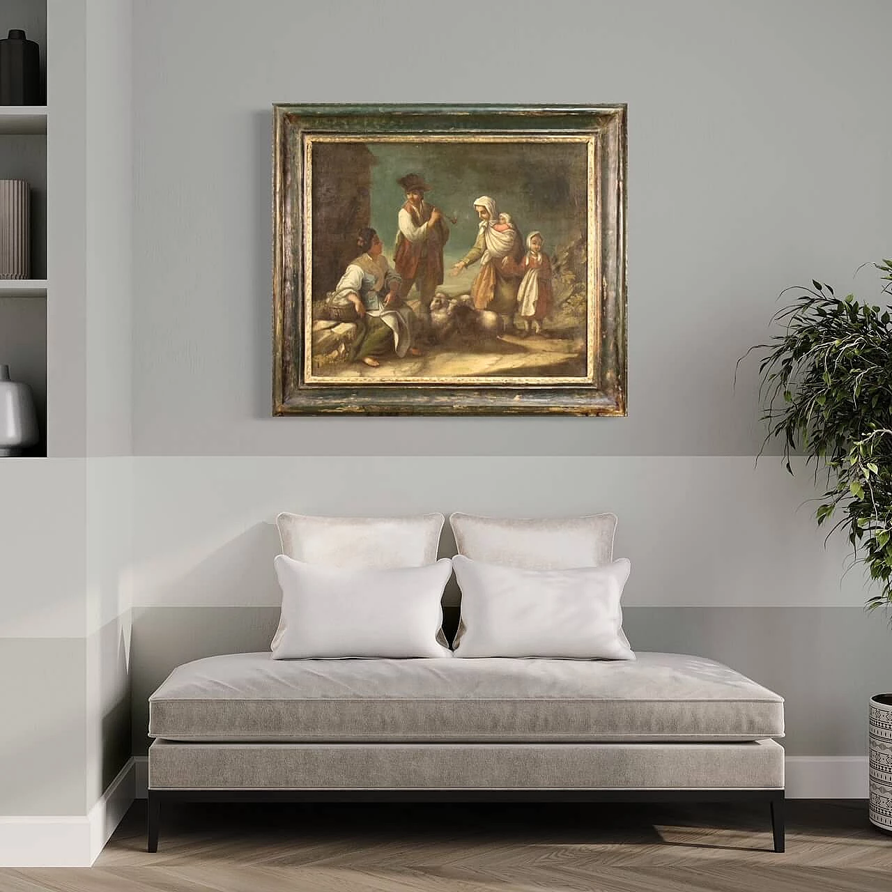 Scena popolare di genere, dipinto a olio su tela, seconda metà del '700 8